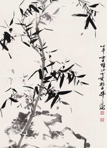韩天衡 竹石图 镜心